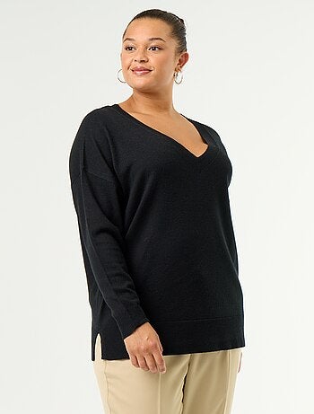 Jersey de punto fino con cuello de pico