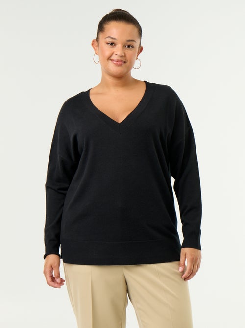 Jersey de punto fino con cuello de pico - Kiabi Jersey de punto fino con cuello de pico - Kiabi