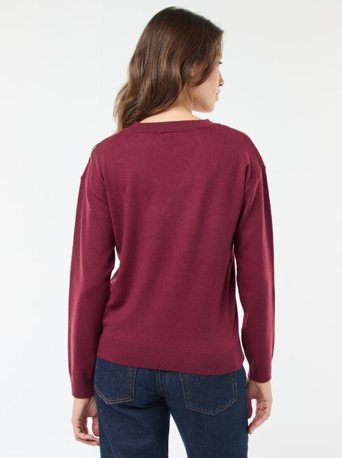 Jersey de punto fino con cuello de pico - Kiabi