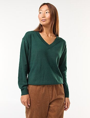 Jersey de punto fino con cuello de pico