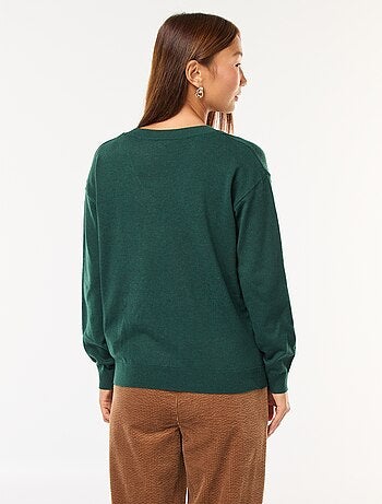 Jersey de punto fino con cuello de pico