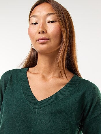 Jersey de punto fino con cuello de pico