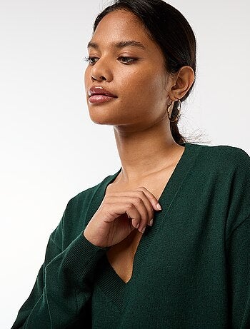 Jersey de punto fino con cuello de pico