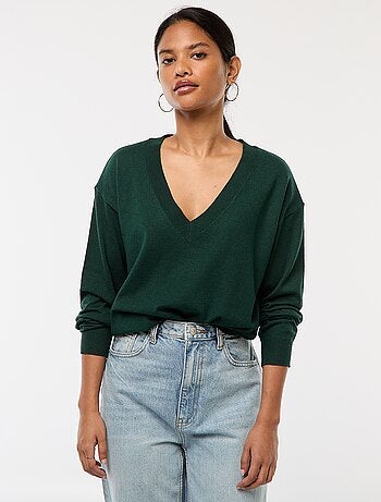 Jersey de punto fino con cuello de pico