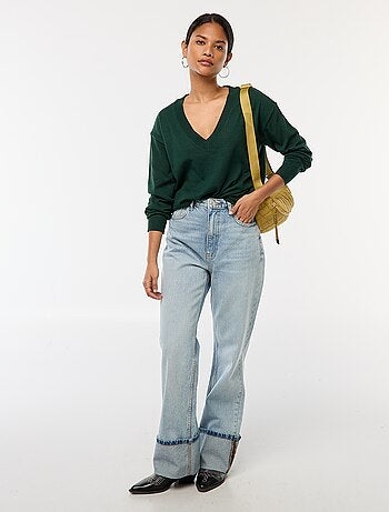 Jersey de punto fino con cuello de pico