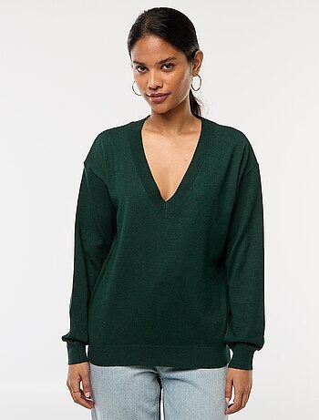 Jersey de punto fino con cuello de pico