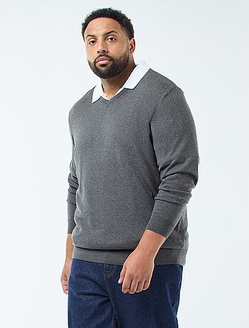 Jersey cuello pico de punto fino