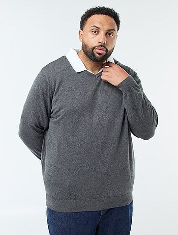 Jersey cuello pico de punto fino