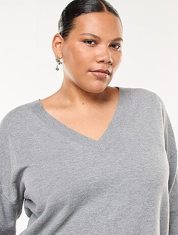 Jersey de punto fino con cuello en pico