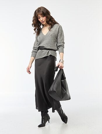 Jersey de punto fino con cuello en pico 'JDY'