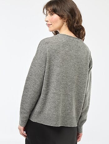 Jersey de punto fino con cuello en pico 'JDY'