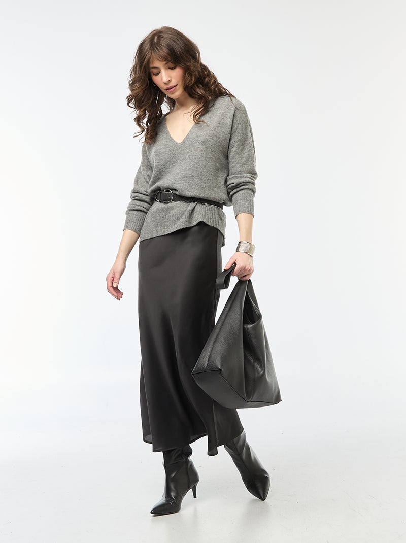 Jersey de punto fino con cuello en pico 'JDY' Gris - Kiabi
