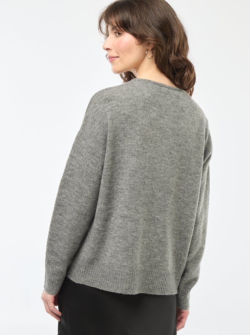Jersey de punto fino con cuello en pico 'JDY' Gris - Kiabi