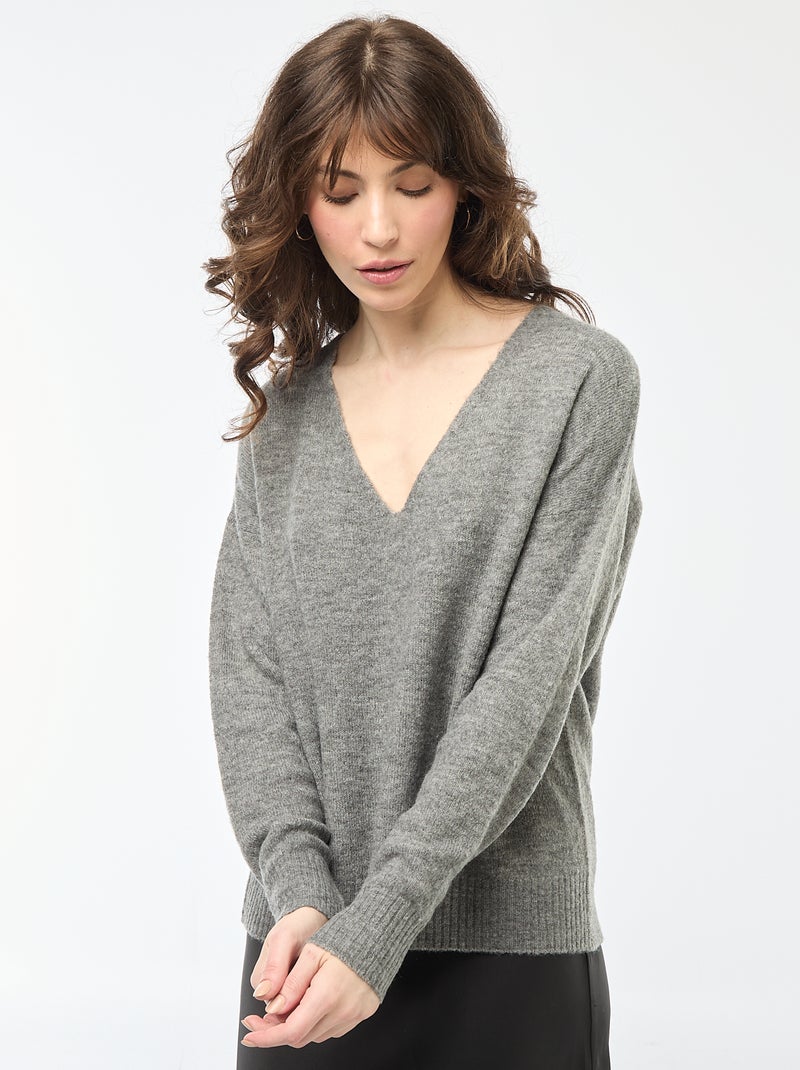 Jersey de punto fino con cuello en pico 'JDY' Gris - Kiabi