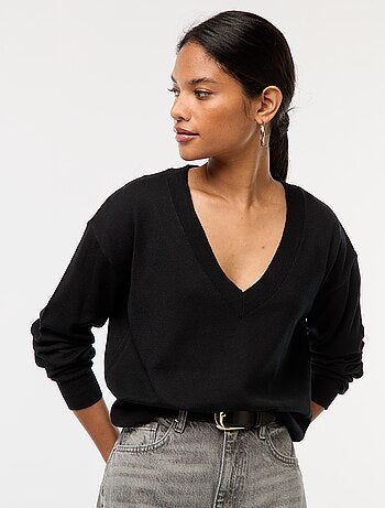 Jersey de punto fino con cuello en pico