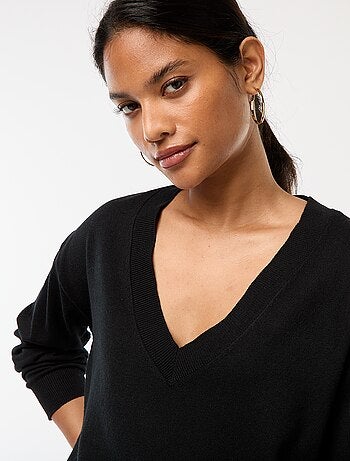 Jersey de punto fino con cuello en pico