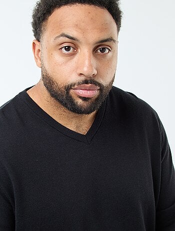 Jersey cuello pico de punto fino