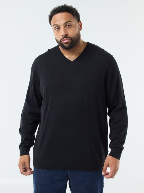 Jersey de punto fino con cuello en pico - Kiabi