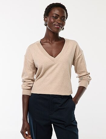 Jersey de punto fino con cuello en V