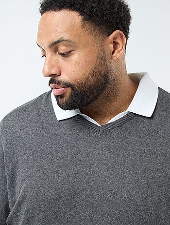 Jersey cuello pico de punto fino