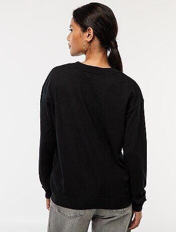 Jersey de punto fino con cuello en V