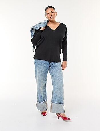 Jersey de punto fino con cuello en V