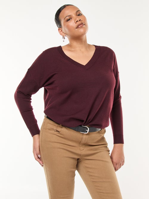 Jersey de punto fino con cuello en V - Kiabi