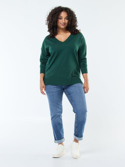 Jersey de punto fino con cuello en V - Kiabi