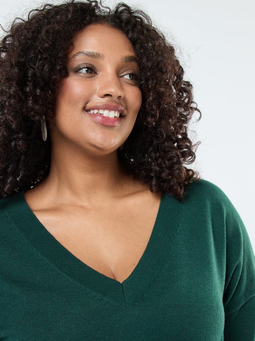 Jersey de punto fino con cuello en V - Kiabi