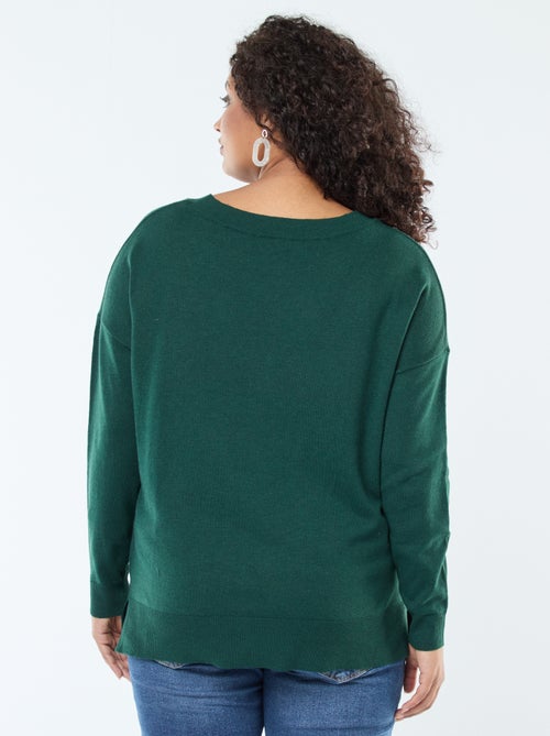 Jersey de punto fino con cuello en V - Kiabi