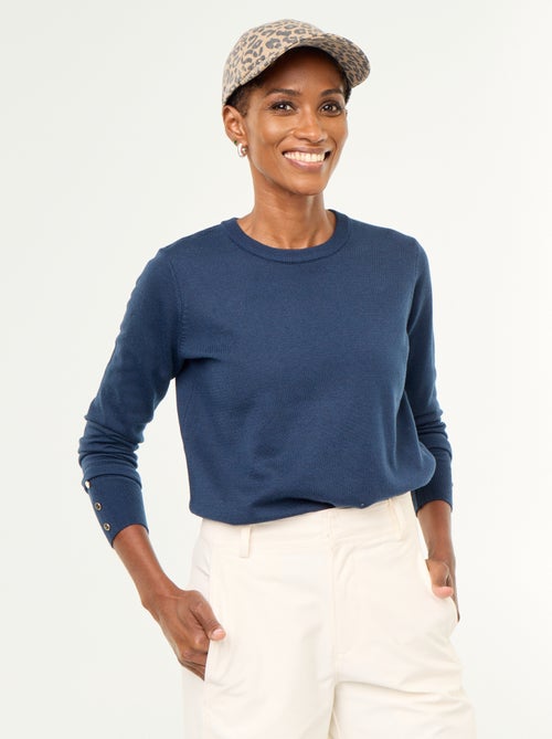 Jersey de punto fino con cuello redondo - Kiabi