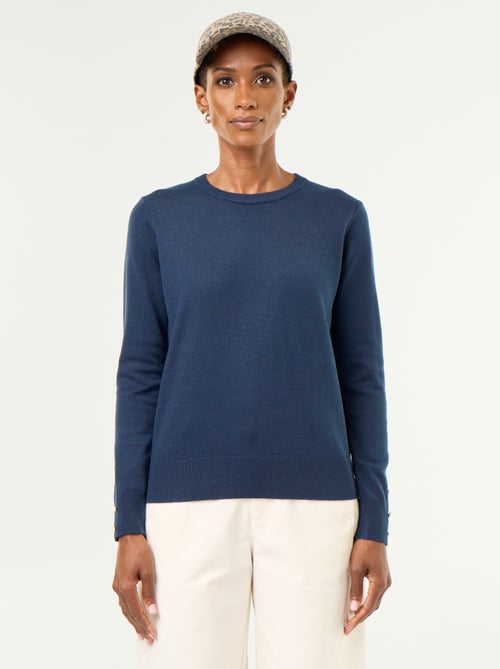 Jersey de punto fino con cuello redondo - Kiabi