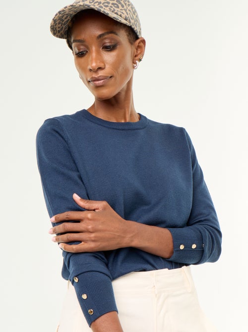 Jersey de punto fino con cuello redondo - Kiabi