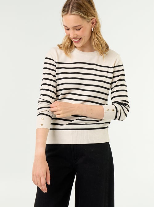 Jersey de punto fino con cuello redondo - Kiabi
