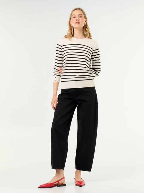 Jersey de punto fino con cuello redondo - Kiabi