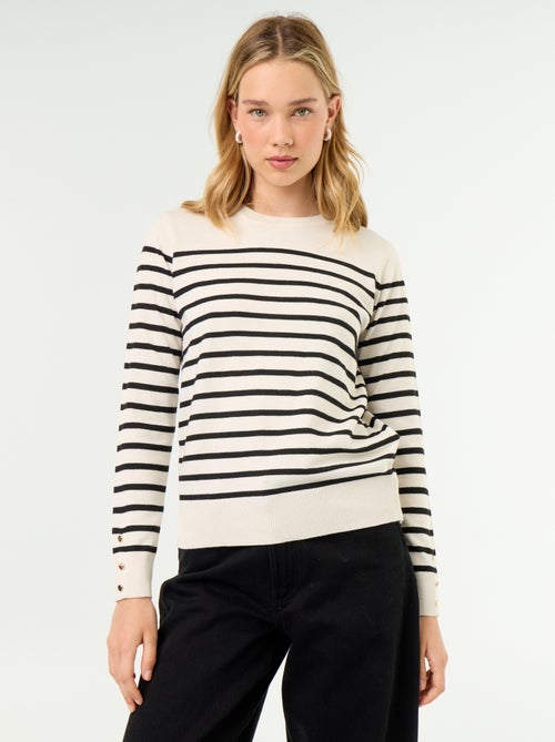 Jersey de punto fino con cuello redondo - Kiabi