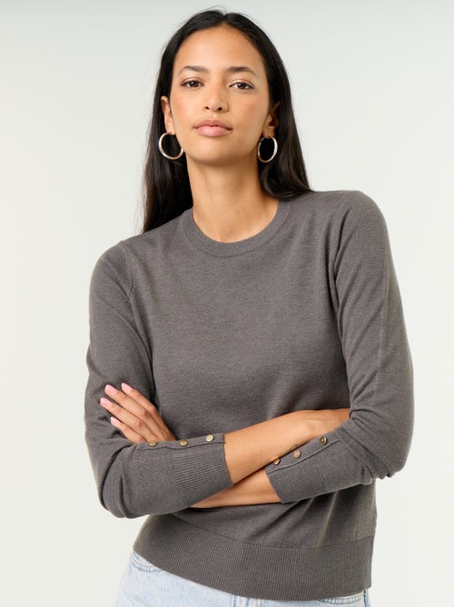 Jersey de punto fino con cuello redondo - Kiabi