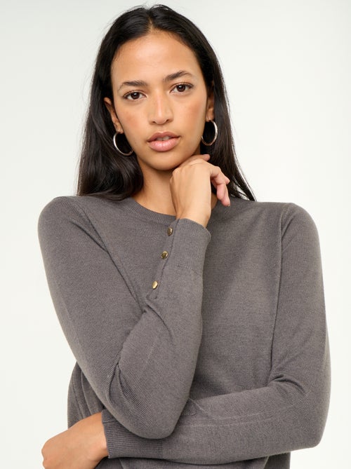 Jersey de punto fino con cuello redondo - Kiabi