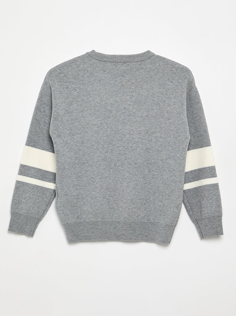 Jersey de punto fino con cuello redondo Gris - Kiabi