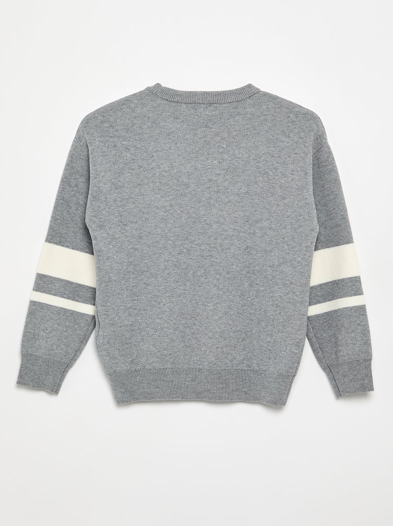 Jersey de punto fino con cuello redondo Gris - Kiabi