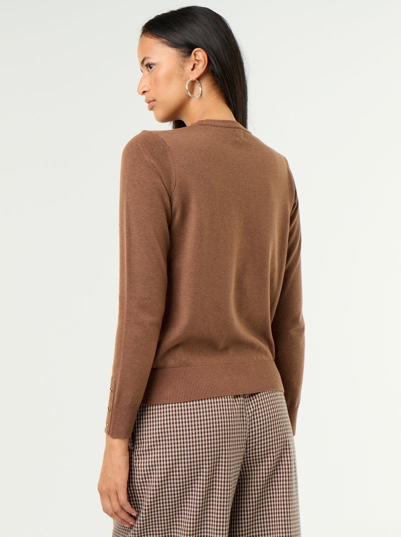 Jersey de punto fino con cuello redondo Marron - Kiabi