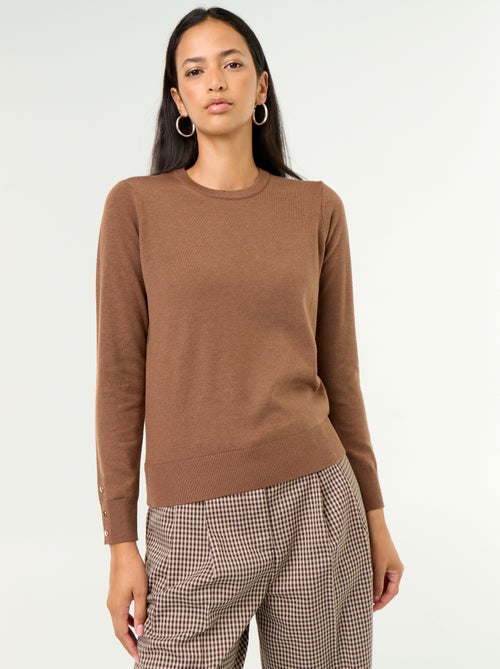 Jersey de punto fino con cuello redondo - Kiabi