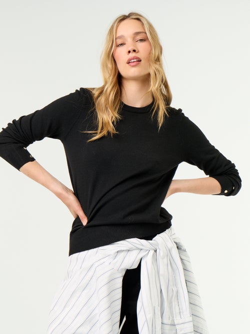 Jersey de punto fino con cuello redondo - Kiabi