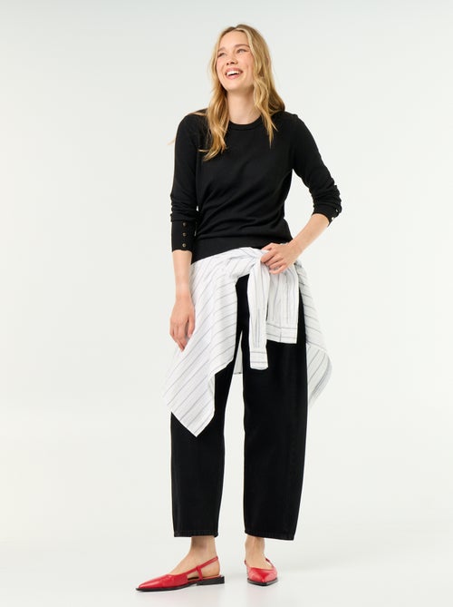Jersey de punto fino con cuello redondo - Kiabi
