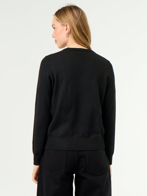 Jersey de punto fino con cuello redondo - Kiabi