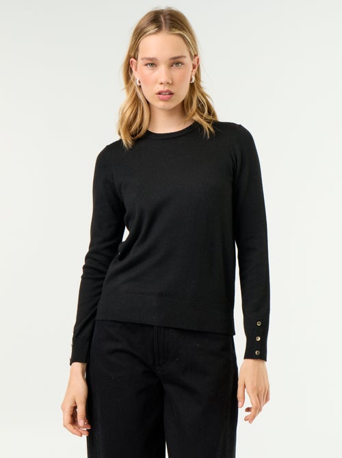 Jersey de punto fino con cuello redondo - Kiabi