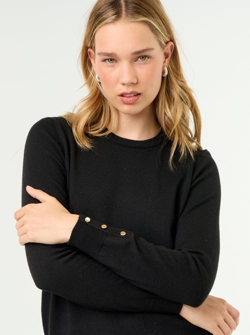 Jersey de punto fino con cuello redondo - Kiabi