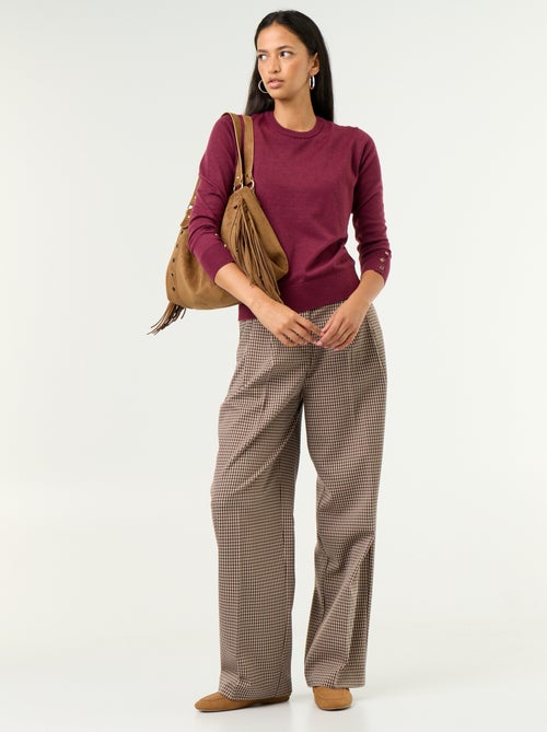 Jersey de punto fino con cuello redondo - Kiabi