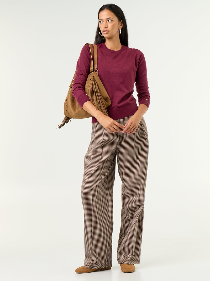 Jersey de punto fino con cuello redondo Purpura - Kiabi