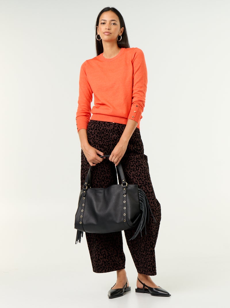 Jersey de punto fino con cuello redondo Rojo - Kiabi